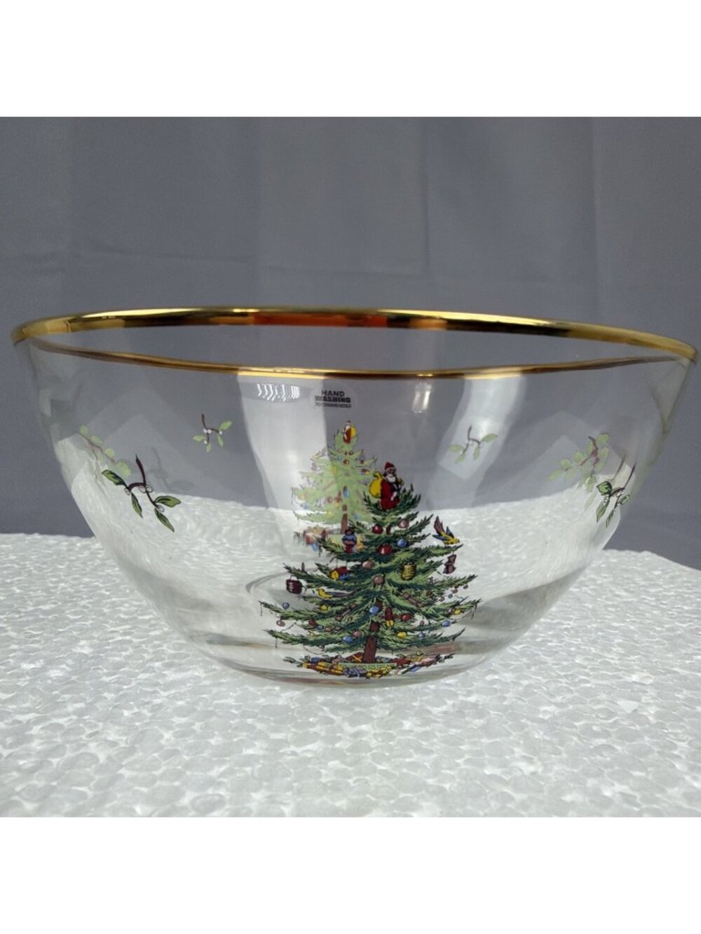 Spode Christmas Tree Santa Glass Salad Bowl 5-1/2" New